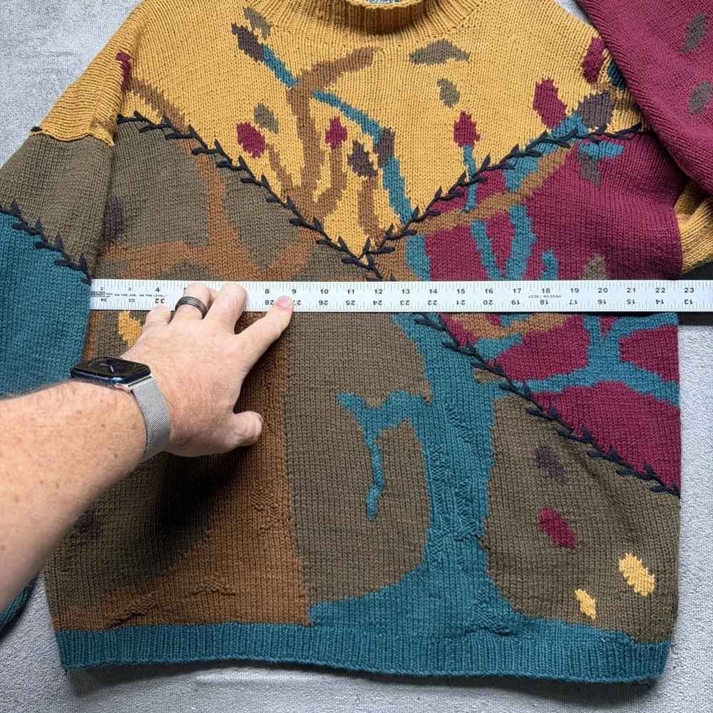 Vintage Abstract Nature Sweater Colorblock Art Knit Made in Hong‎ Kong Large - Picture 6 of 9